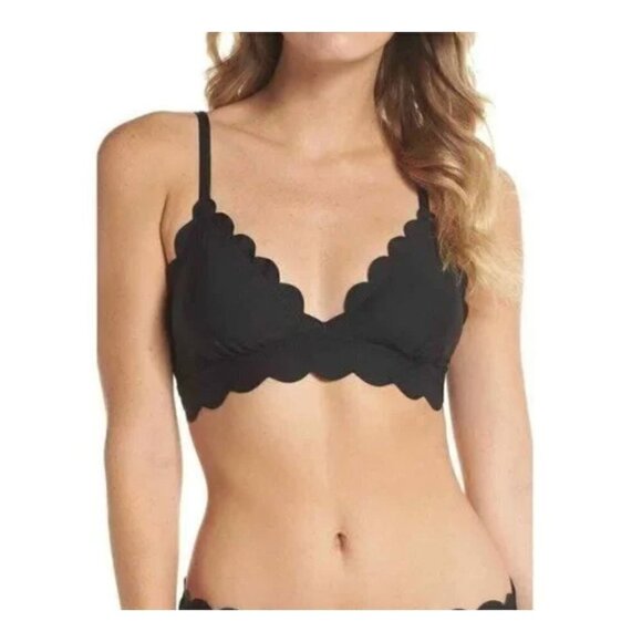New Chelsea28 Size XXL Scallop Triangle Bikini Top Black w/soft padding Beach - Picture 1 of 14